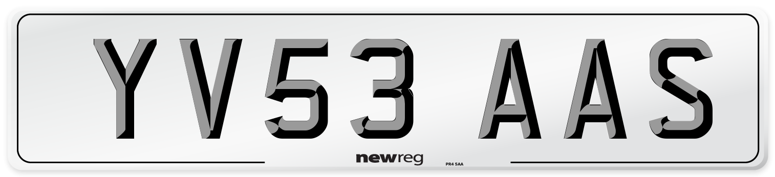 YV53 AAS Number Plate from New Reg